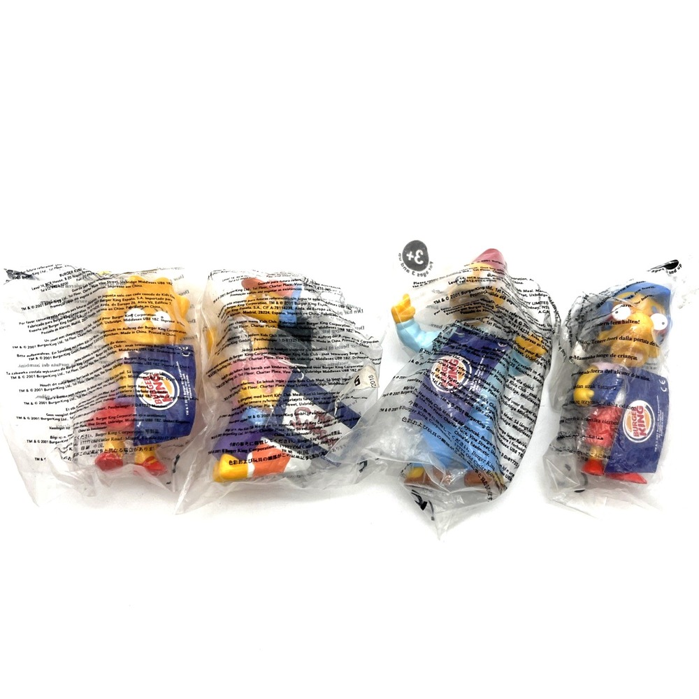 The Simpsons Burger King 2001 Vintage Kids Meal Toys Lot of 4 – New in Bags
